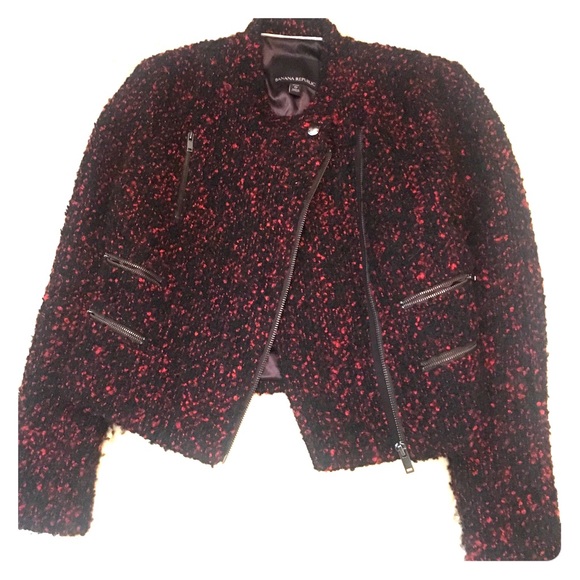 Banana Republic Jackets & Blazers - Banana Republic Red and Black tweed blazer Size 0